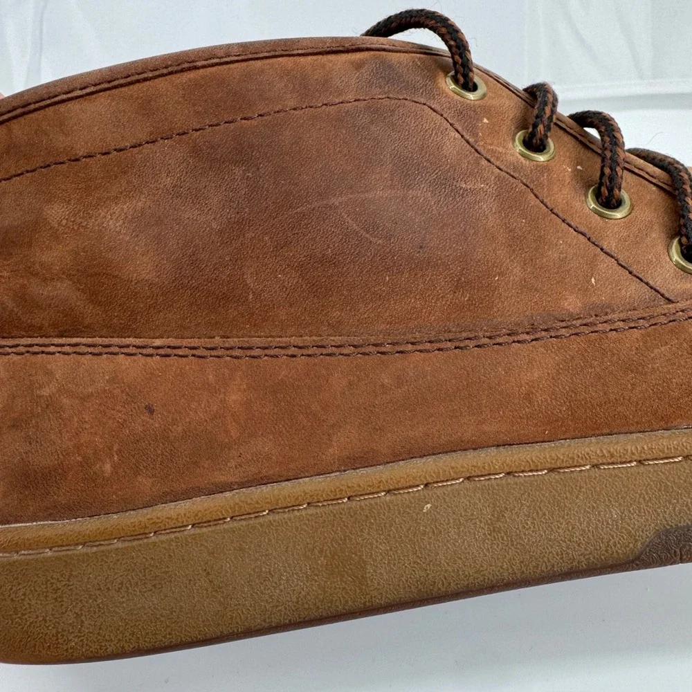 L.L.Bean Chukka Boots Mens 11 Brown Leather Plaid Lined Moc Toe 504638